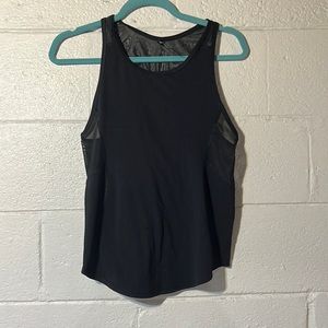 Black athletic tank with mesh detail